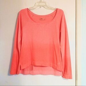 Hollister Neon Orange Ombre Scoop Neck Long Sleeve Shirt